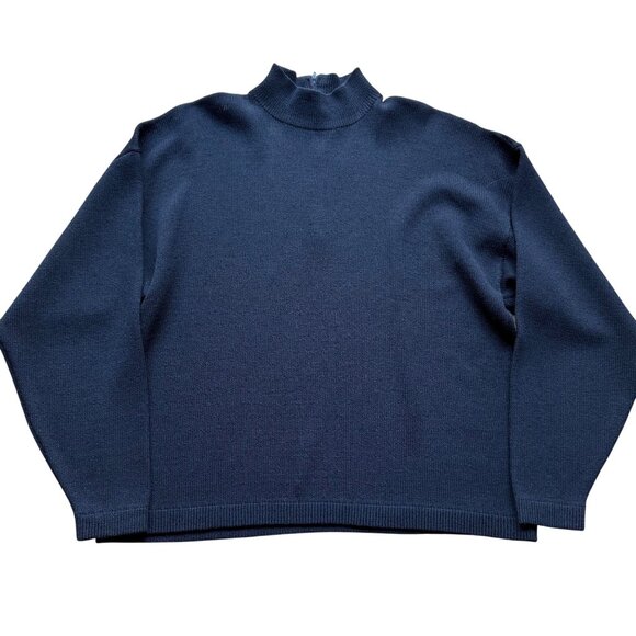 St. John Basics by Marie Gray Size L Black Knit Long Sleeve Mock Neck Sweater - Picture 1 of 12